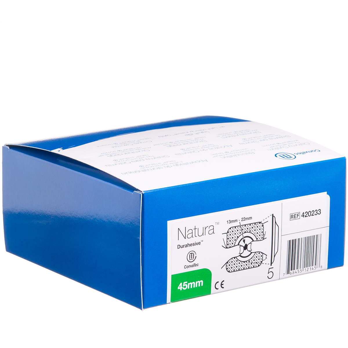 CONVATEC NATURA CONVEX MOLDABLE, išmatų rinktuvų plokštelė, išgaubta, 13 mm - 22 mm, 45 mm, 5 vnt.