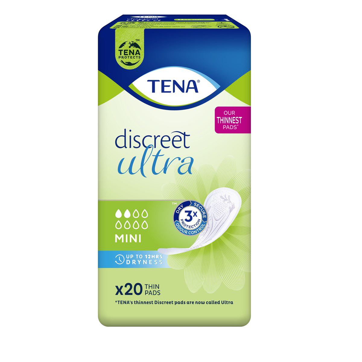 TENA DISCREET PAD MINI, įklotai, 20 vnt.