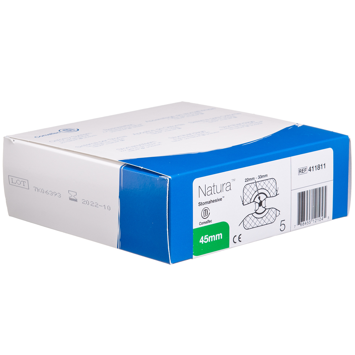 CONVATEC NATURA FLAT MOLDABLE, išmatų rinktuvų plokštelė, plokščia, 22 mm - 33 mm, 45 mm, 5 vnt.