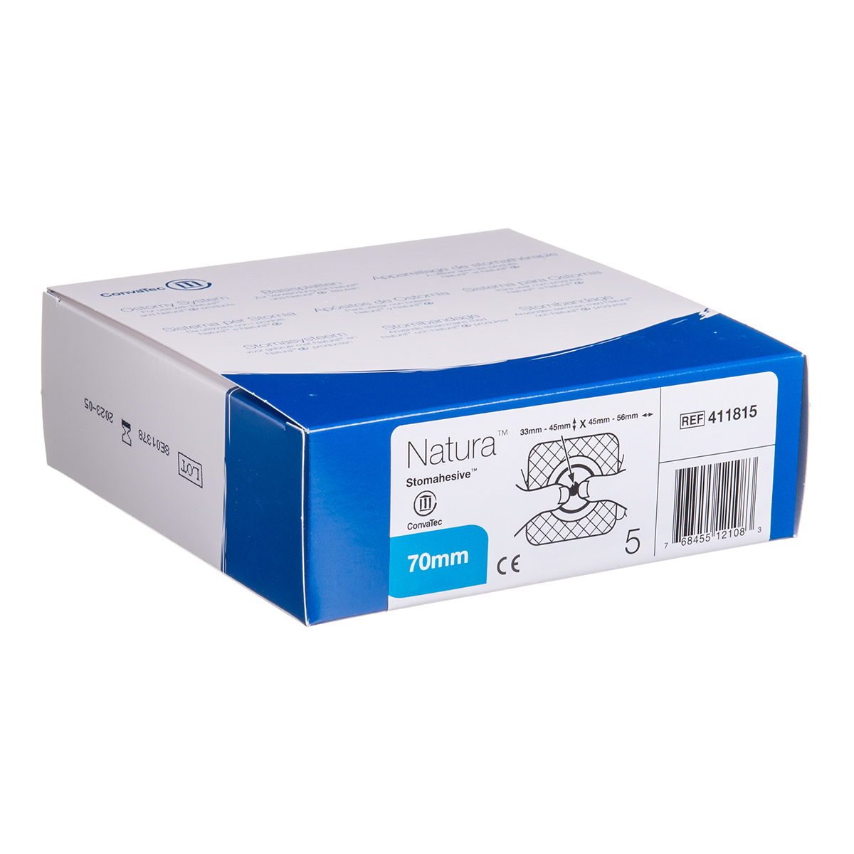 CONVATEC NATURA FLAT MOLDABLE, išmatų rinktuvų plokštelė, plokščia, 45 mm - 56 mm, 70 mm, 5 vnt.