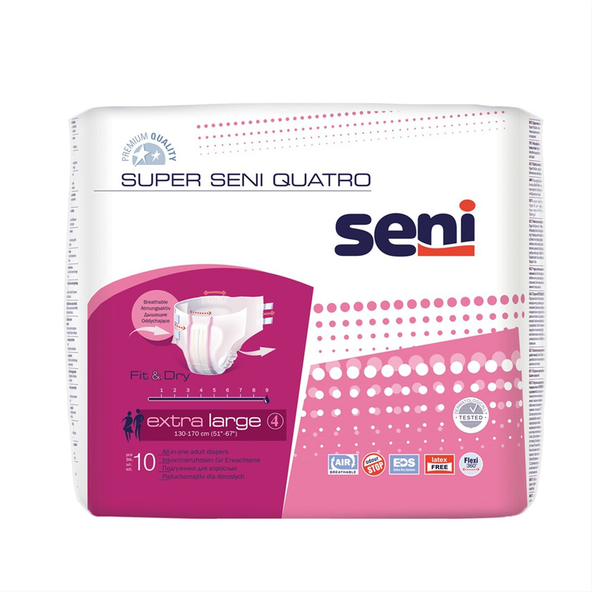 SENI SUPER QUATRO PREMIUM XL, anatominės sauskelnės suaugusiems, N10