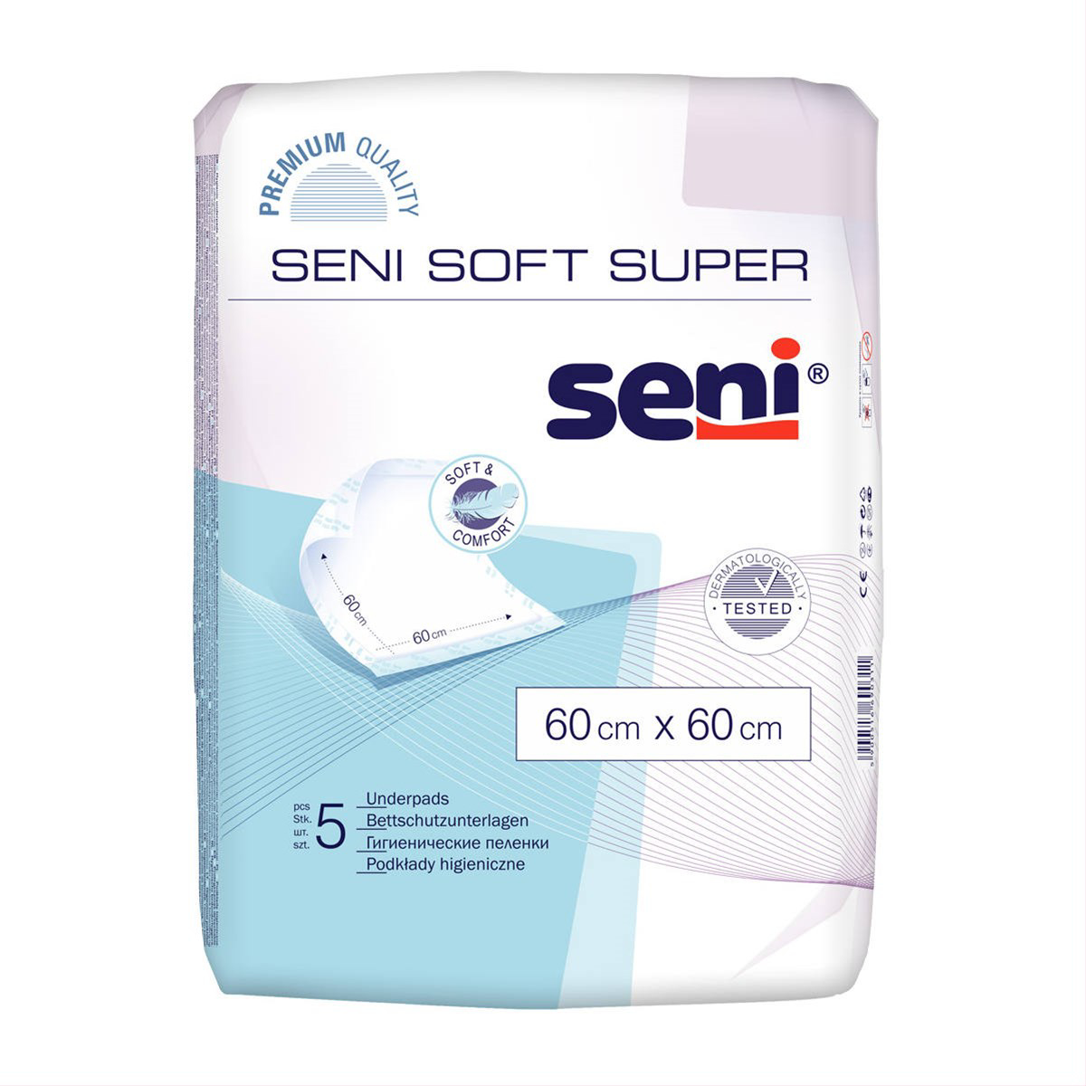 SENI SOFT SUPER, paklotai, 60 cm x 60 cm, 5 vnt.
