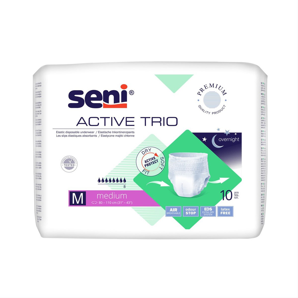 SENI ACTIVE TRIO MEDIUM, sauskelnės-kelnaitės, 10vnt.