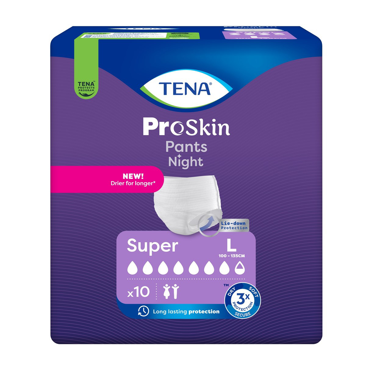 TENA PANTS NIGHT SUPER, sauskelnės-kelnaitės nakčiai, L, 10 vnt.
