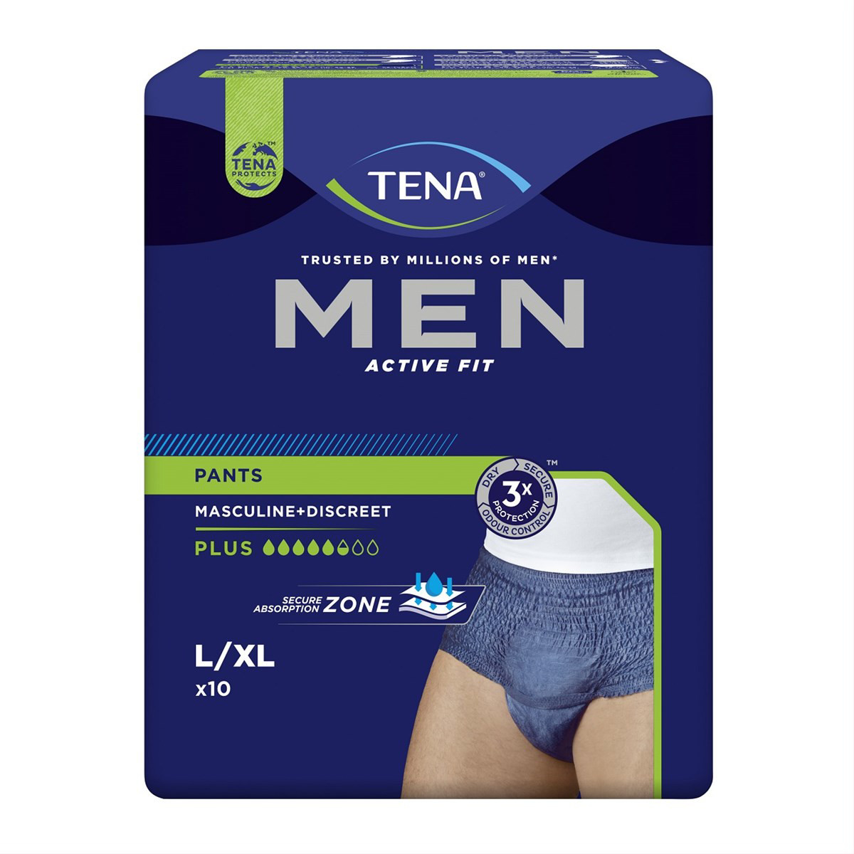 TENA MEN PANTS PLUS, Vyriškos sauskelnės-kelnaitės, L/XL, 10 vnt.