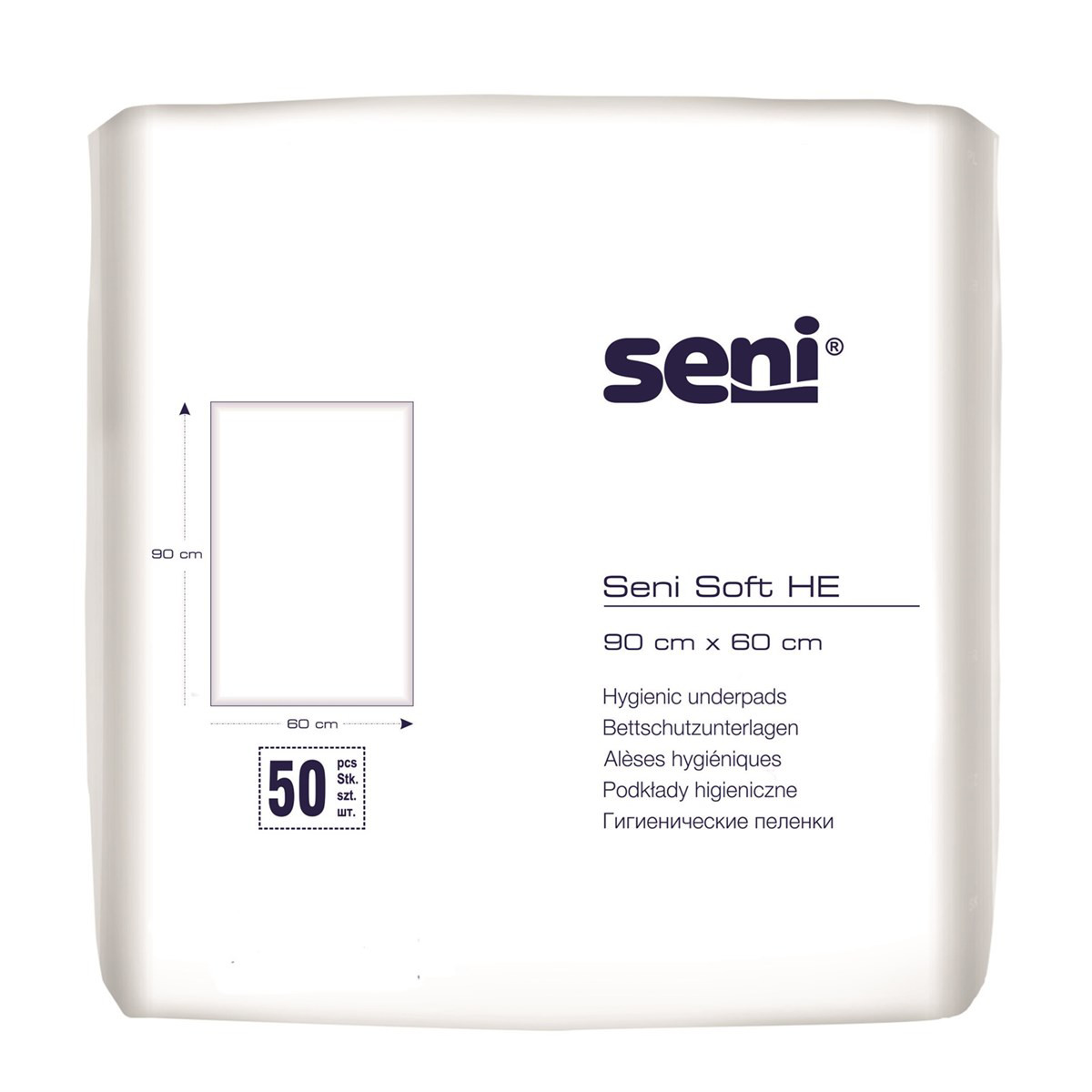SENI SOFT HE, paklotai, 60cm x 90cm, 50vnt.