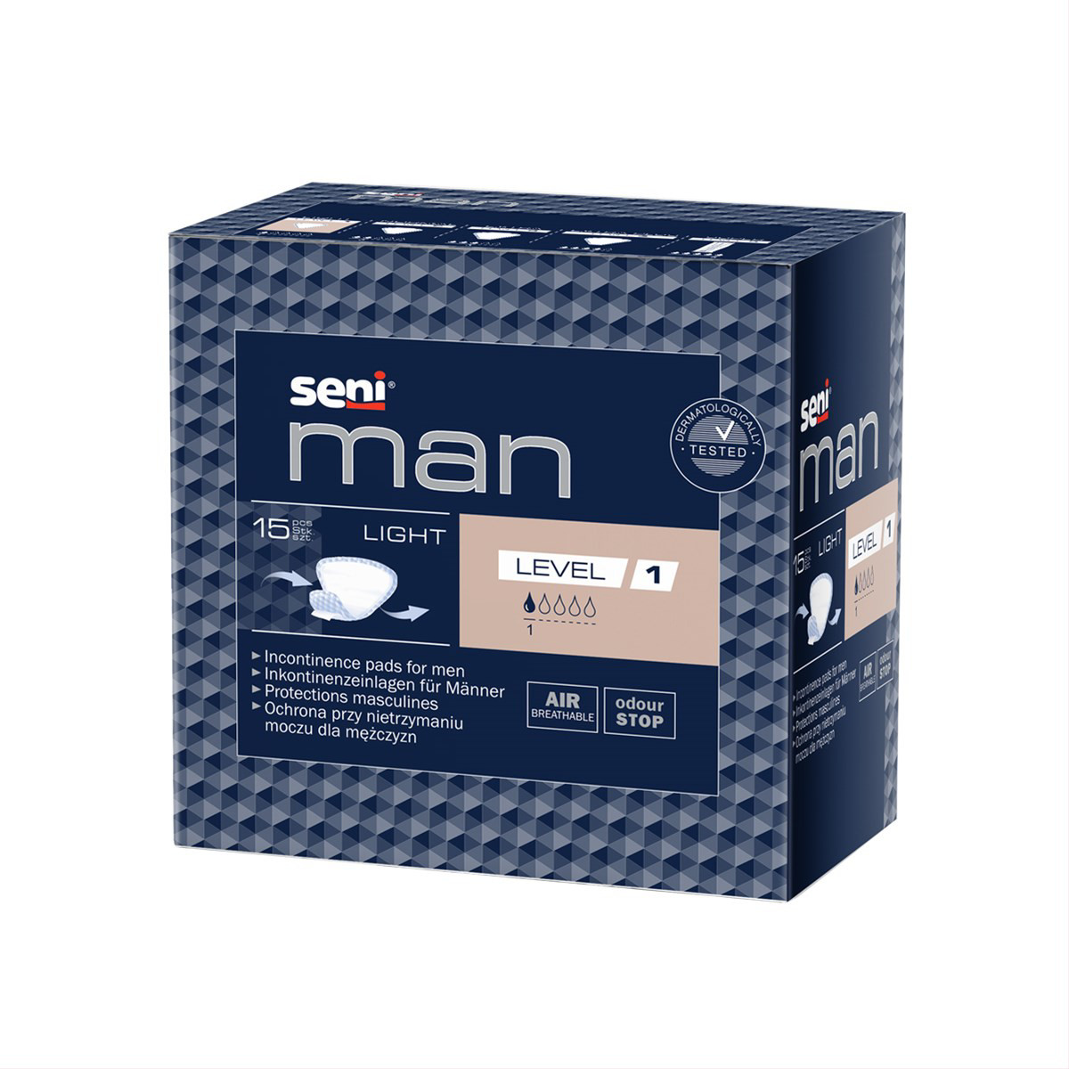 SENI MAN LIGHT LEVEL 1, įklotai vyrams, 15vnt.