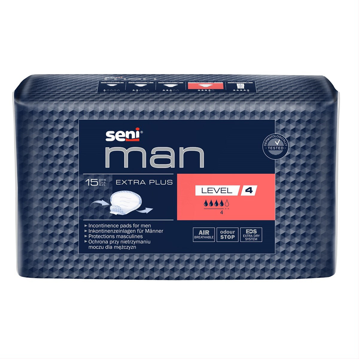 SENI MAN EXTRA LEVEL 4, įklotai vyrams, 15vnt.
