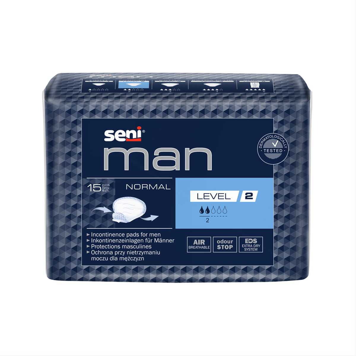SENI MAN NORMAL LEVEL 2, įklotai vyrams, 15vnt.