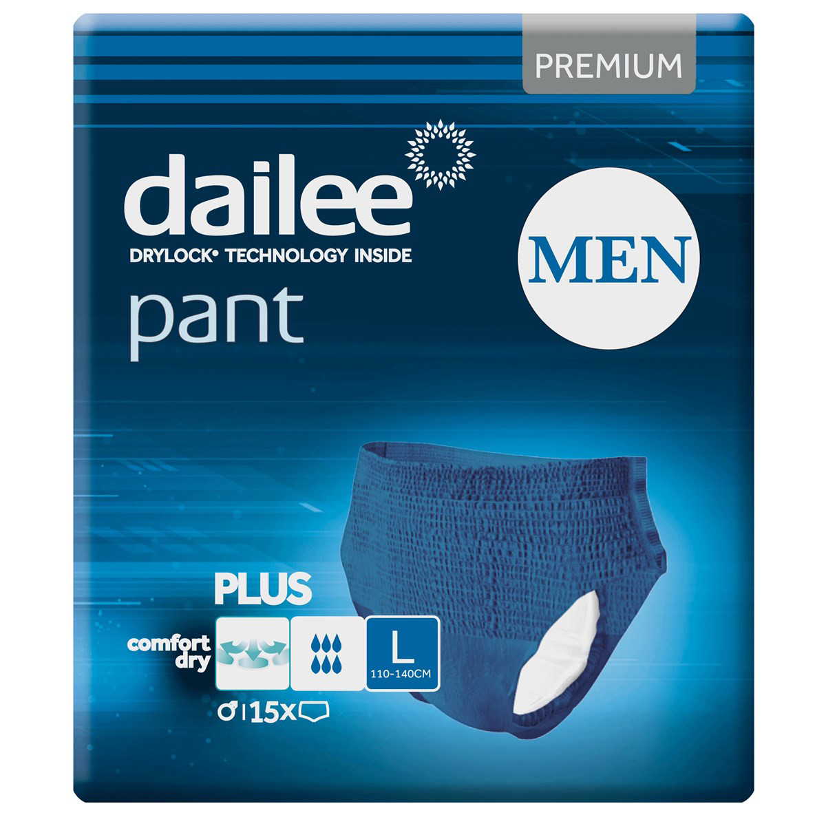 DAILEE PANT MEN PREMIUM PLUS, sauskelnės kelnaitės, L, 15 vnt.