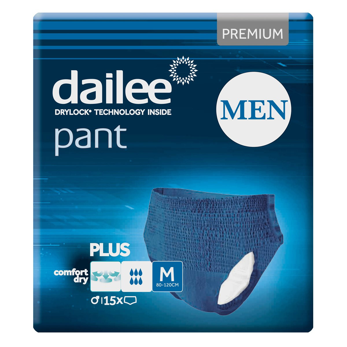 DAILEE PANT MEN PREMIUM PLUS, sauskelnės kelnaitės, M, 15 vnt.