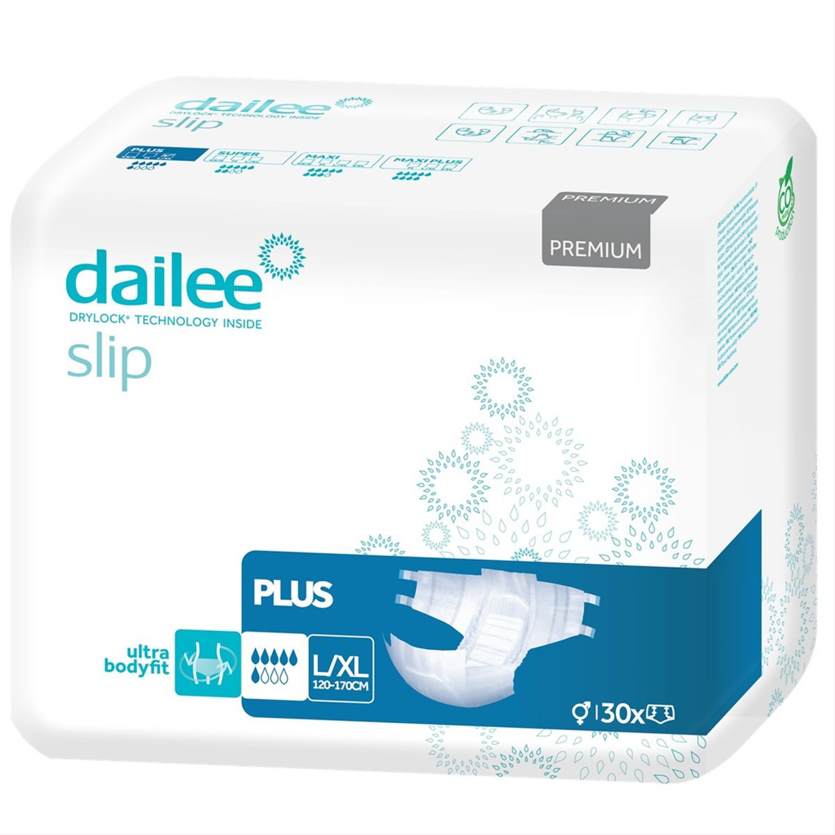 DAILEE SLIP PREMIUM PLUS, sauskelnės suaugusiems, L/XL, 30vnt.