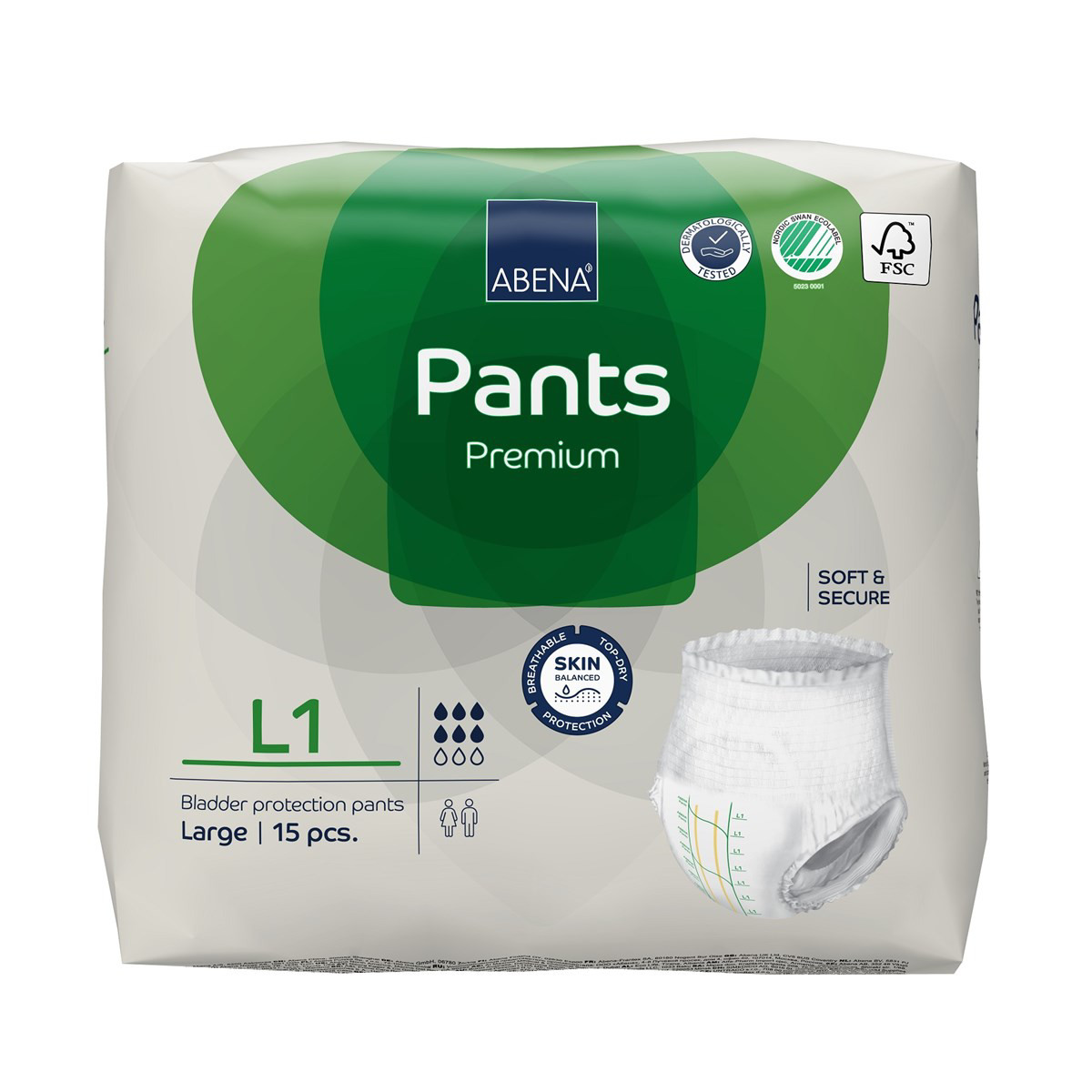 ABENA PANTS L1 PREMIUM,, sauskelnės-kelnaitės, 15 vnt.