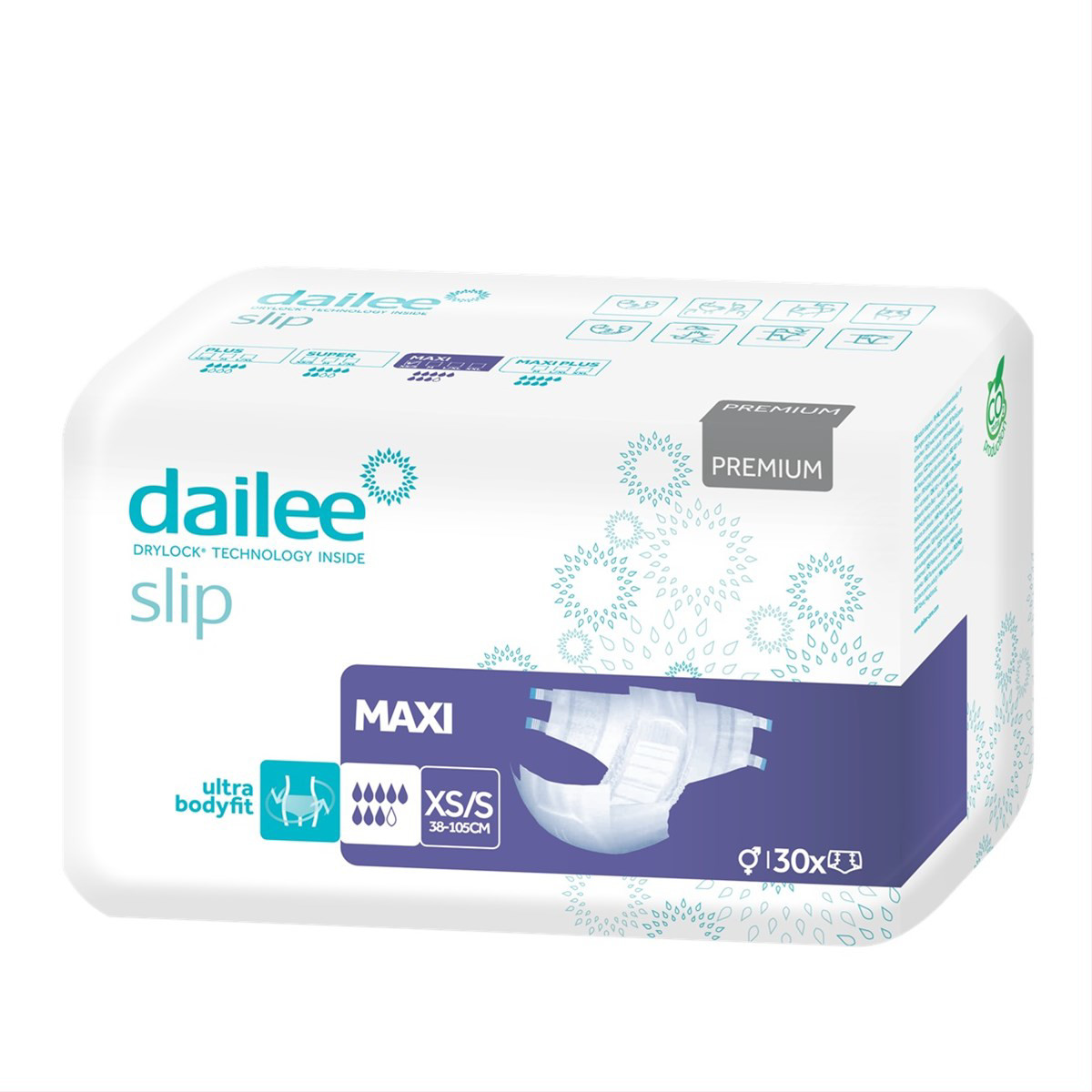 DAILEE SLIP PREMIUM MAXI, sauskelnės suaugusiems, XS/S, 30vnt.