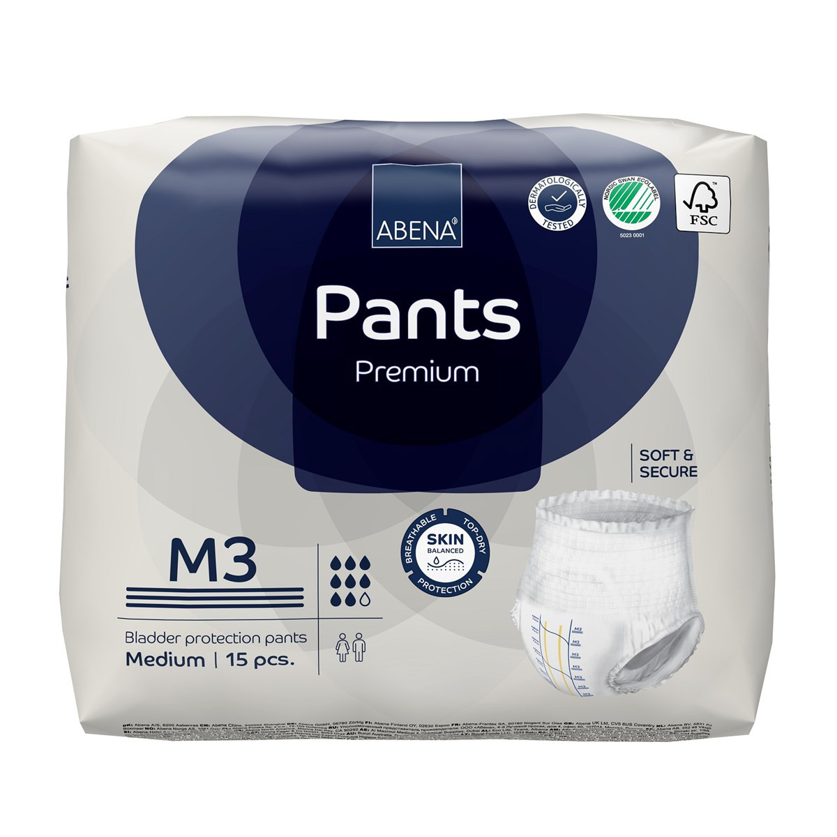 ABENA PANTS M3 PREMIUM, sauskelnės-kelnaitės, 15 vnt.
