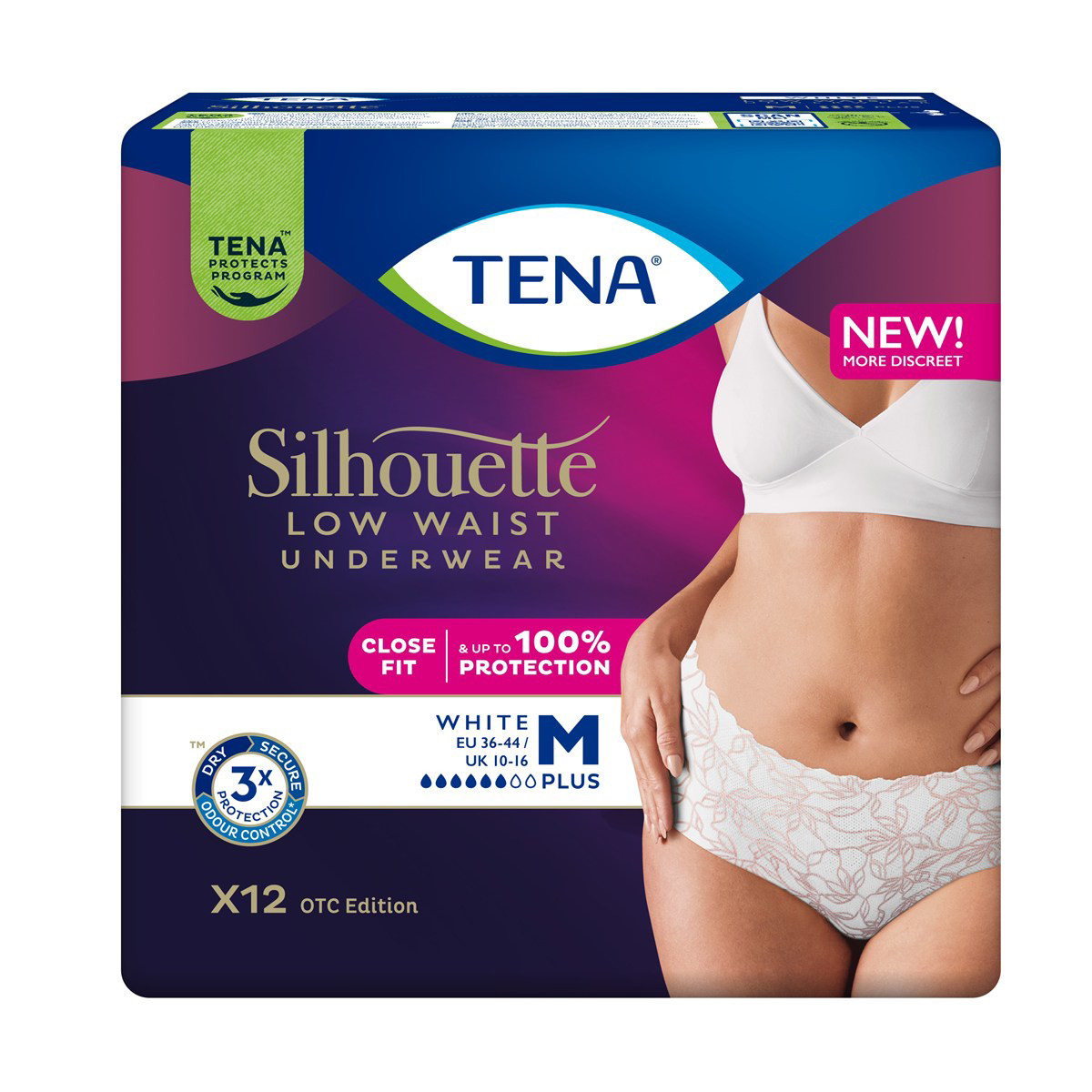 TENA SILHOUETTE WHITE PLUS, sauskelnės-kelnaitės, 12vnt.