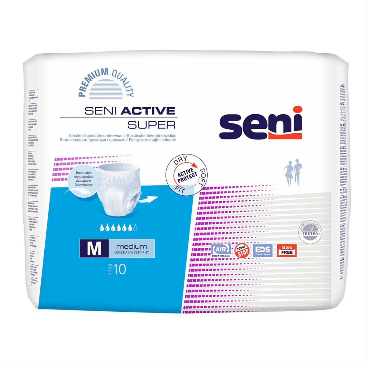 SENI ACTIVE SUPER MEDIUM, sauskelnės-kelnaitės, 10 vnt.