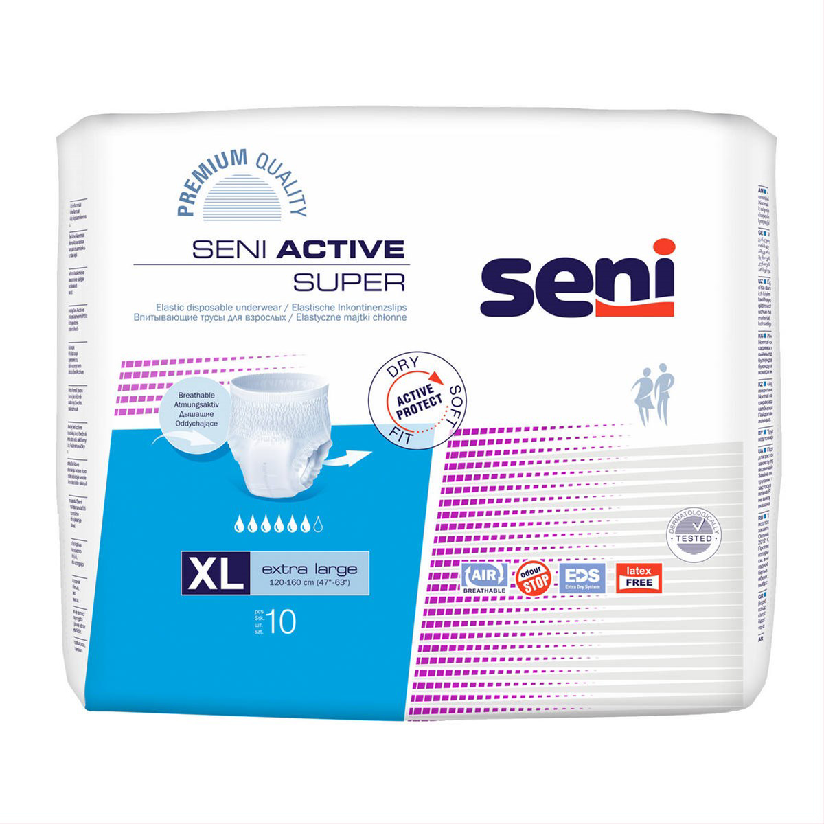 SENI ACTIVE SUPER EXTRA LARGE, sauskelnės-kelnaitės, 10 vnt.