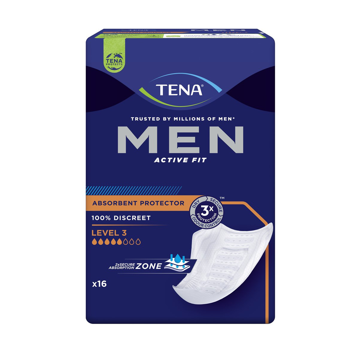 TENA MEN LEVEL 3, įklotai vyrams, 16 vnt.