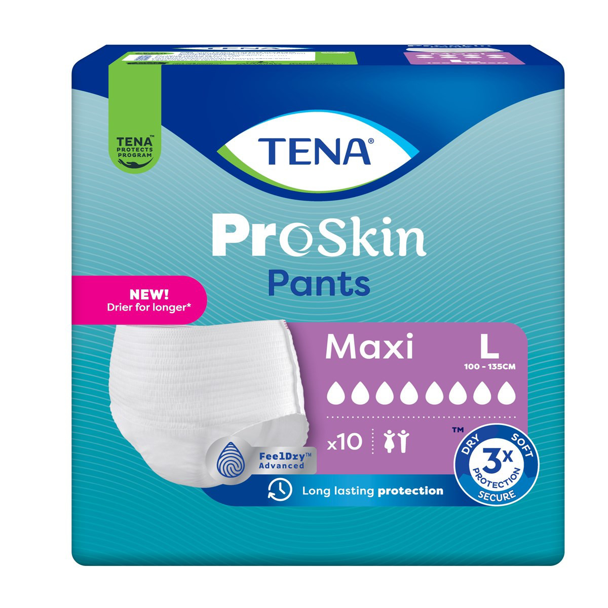 TENA PANTS MAXI, sauskelnės-kelnaitės, L, 10 vnt.