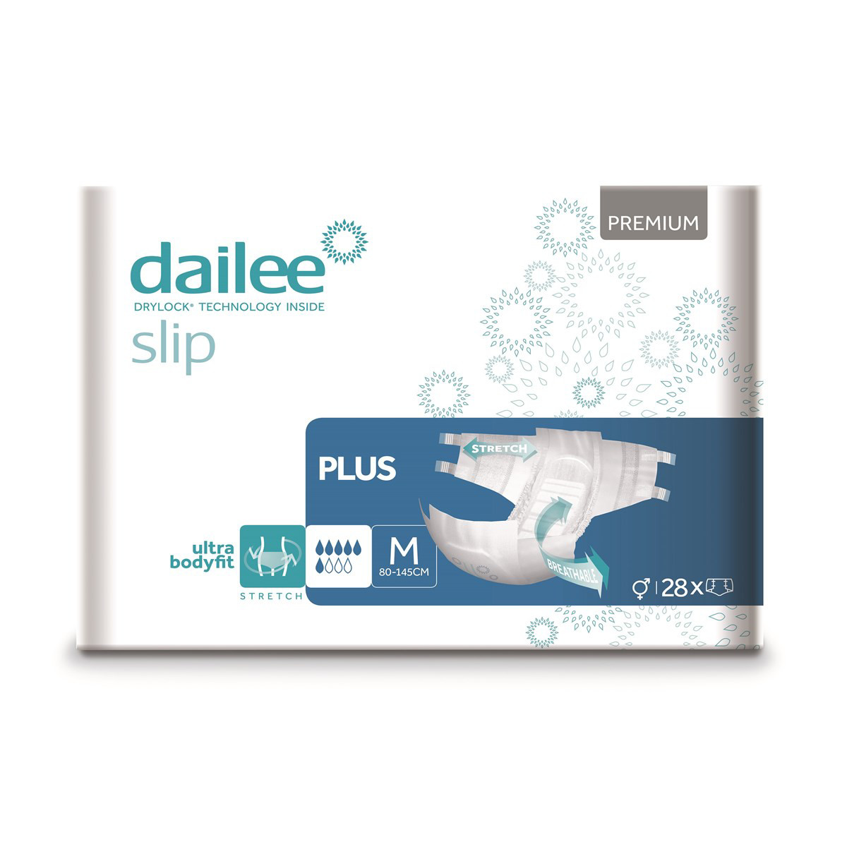 DAILEE SLIP sauskelnės PREMIUM PLUS M, 80-145 cm, 28 vnt.