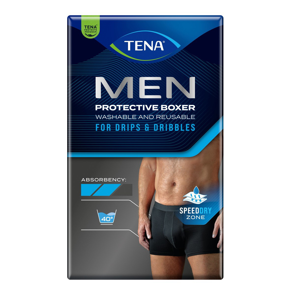 TENA MEN PROTECTIVE BOXER BLACK M, apsauginės kelnaitės, 1 vnt.