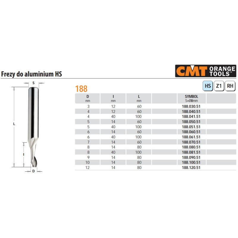 188.040.51 CMT PJAUSTYTUVAS HS D 4 I 12 L 60 S 8, SKIRTAS ALIUMINIUI. .