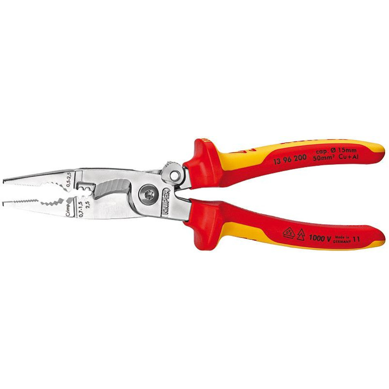 1396200 "KNIPEX" izoliuoti daugiafunkciniai stūmokliai 200 mm, skirti elektrikams