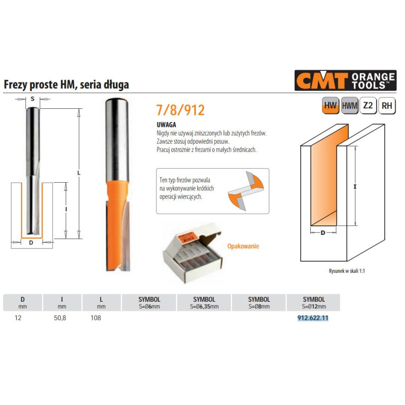 912.622.11 CMT PJAUSTYTUVAS HM D 12 I 50.8 L 108 S 12 TIESUS ILGIS.