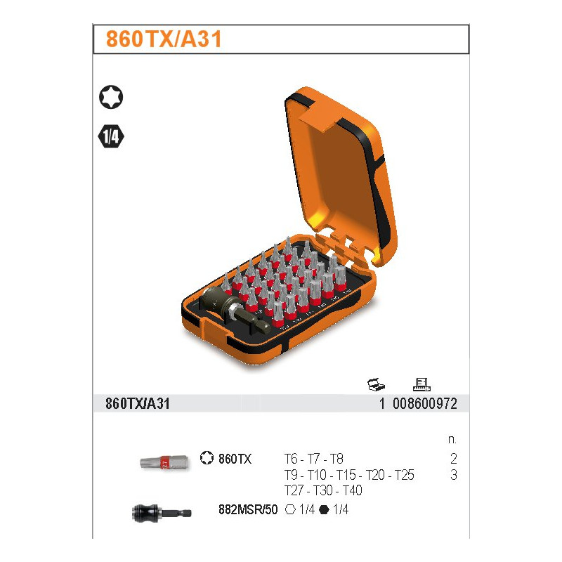 860TX-A31 BETA galvučių rinkinys + MAG.HANDLE 30vnt...