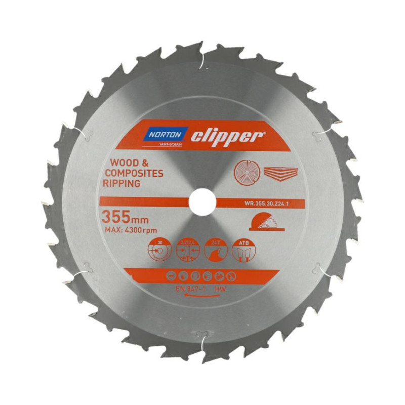 70184608075 NORTON TARGET TOOL Saw 355mm x 30mm x 24z ATB WOOD AND COMPOSITES (3.2 / 2.4)