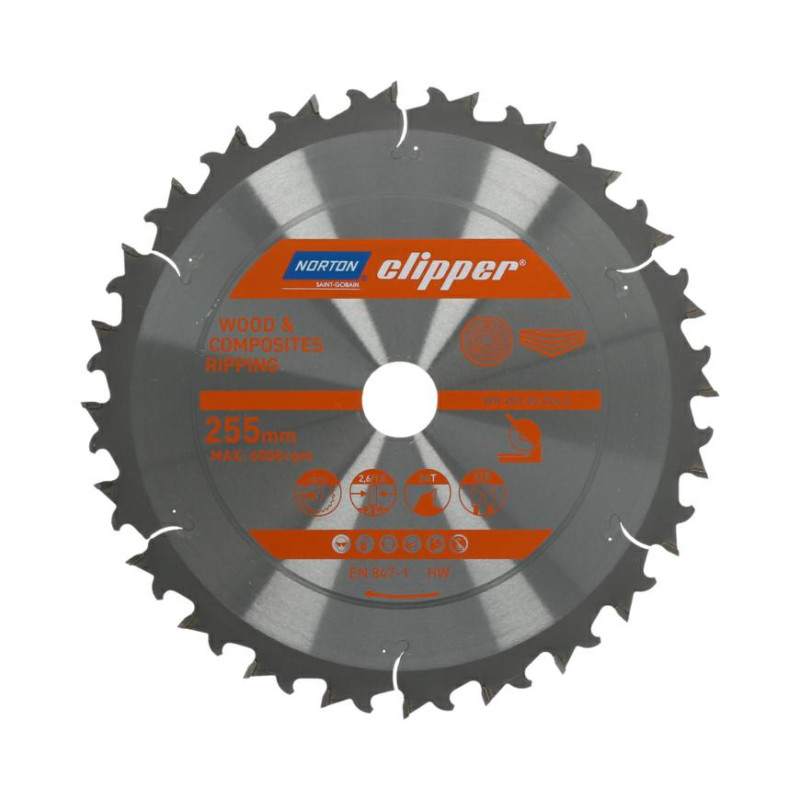 70184608068 NORTON TARGET TOOLS 255mm x 30mm x 24z MEDIENOS IR KOMPOZITŲ ATB Neg (2.6 / 1.8)