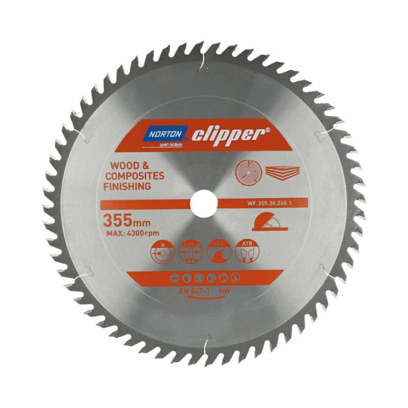 70184608126 NORTON TARGET TOOL Saw 355mm x 30mm x 60z ATB WOOD AND COMPOSITES (3.2 / 2.4)
