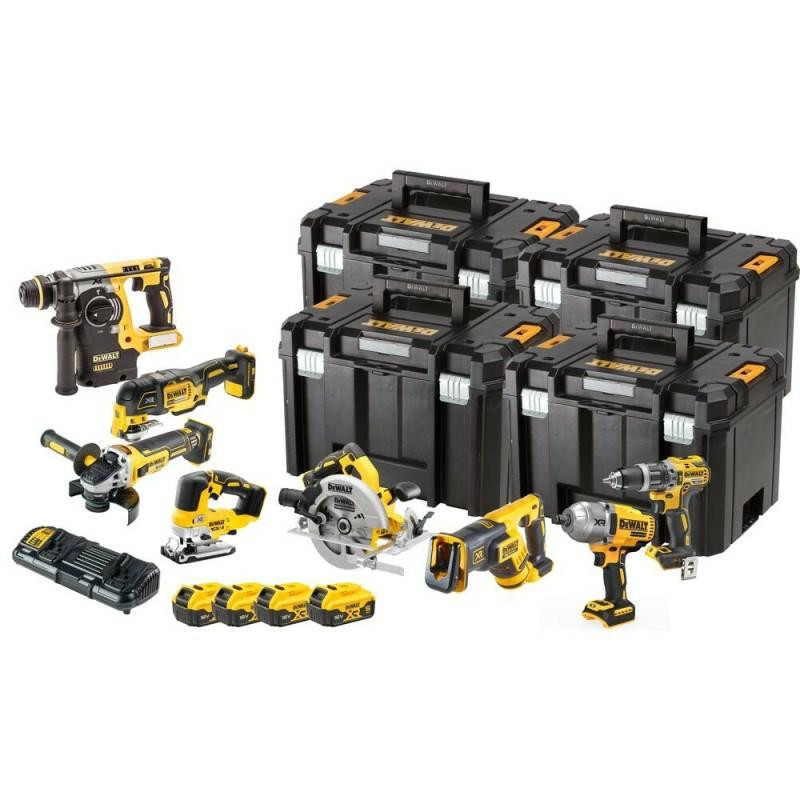 DCK865P4T-QW DEWALT 18V įrankių RINKINYS (DCD796, DCF899H, DCS367, DCH273, DCS334, DCG405, DCS355, DCS570) 4x5.0Ah 4xTSTAK