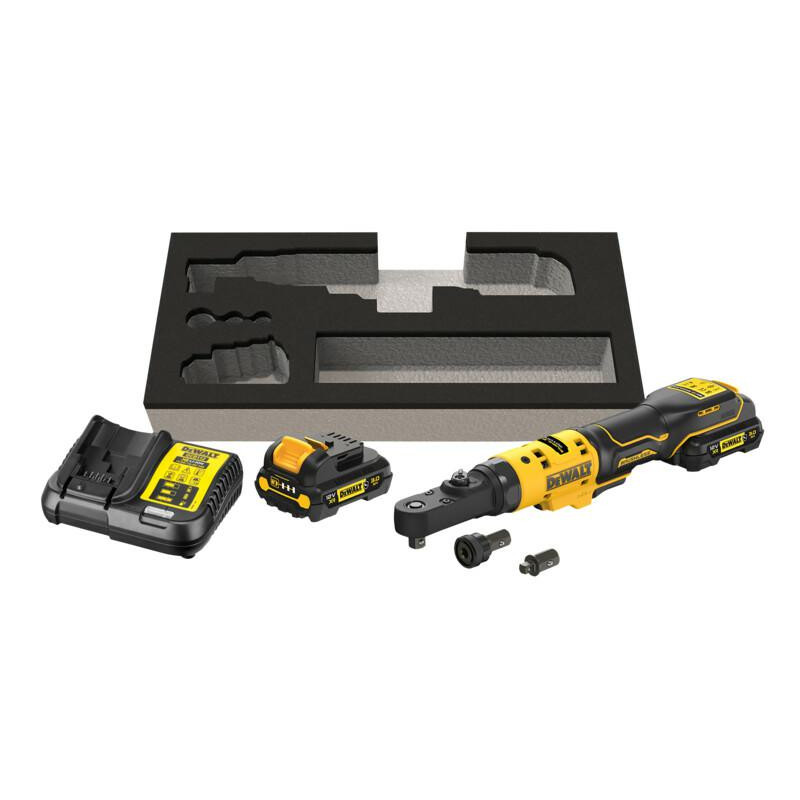 DCF500L2G-QW "DEWALT".REKETAS 12V DCF500L2G SU ADAPTERIAIS 1/4" 3/8" 1/2" HEX 1/4" 2x3.0Ah