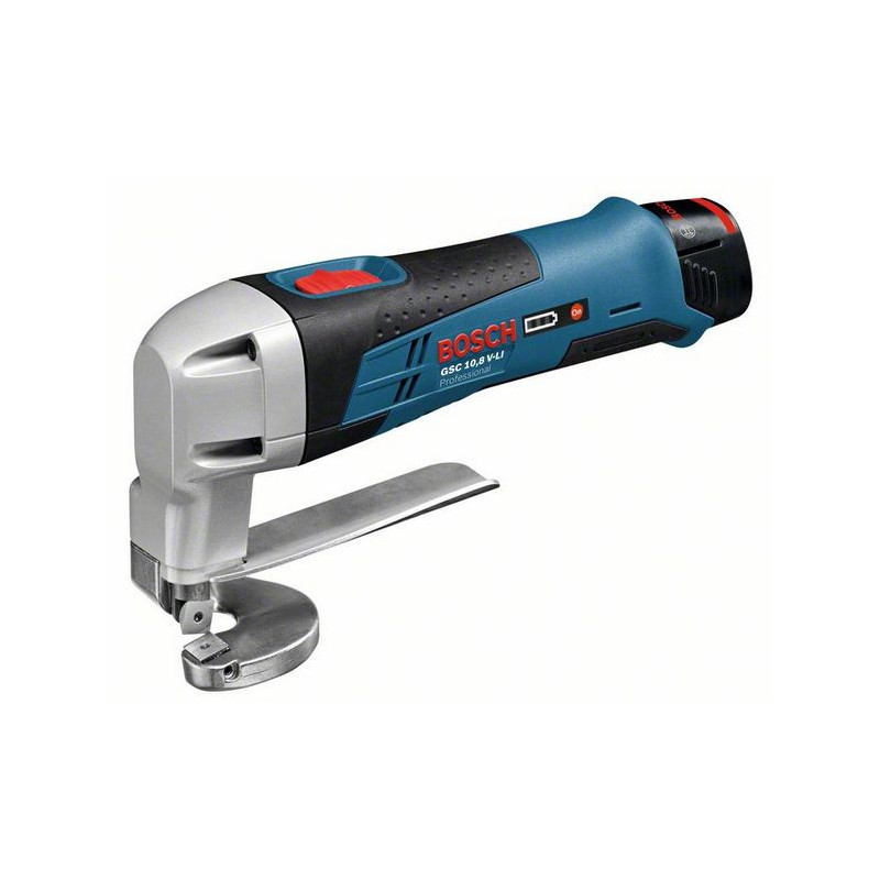 0601926108 BOSCH.lakštinio metalo pjovimo staklės GSC 12V-13 2x2.0Ah +LB