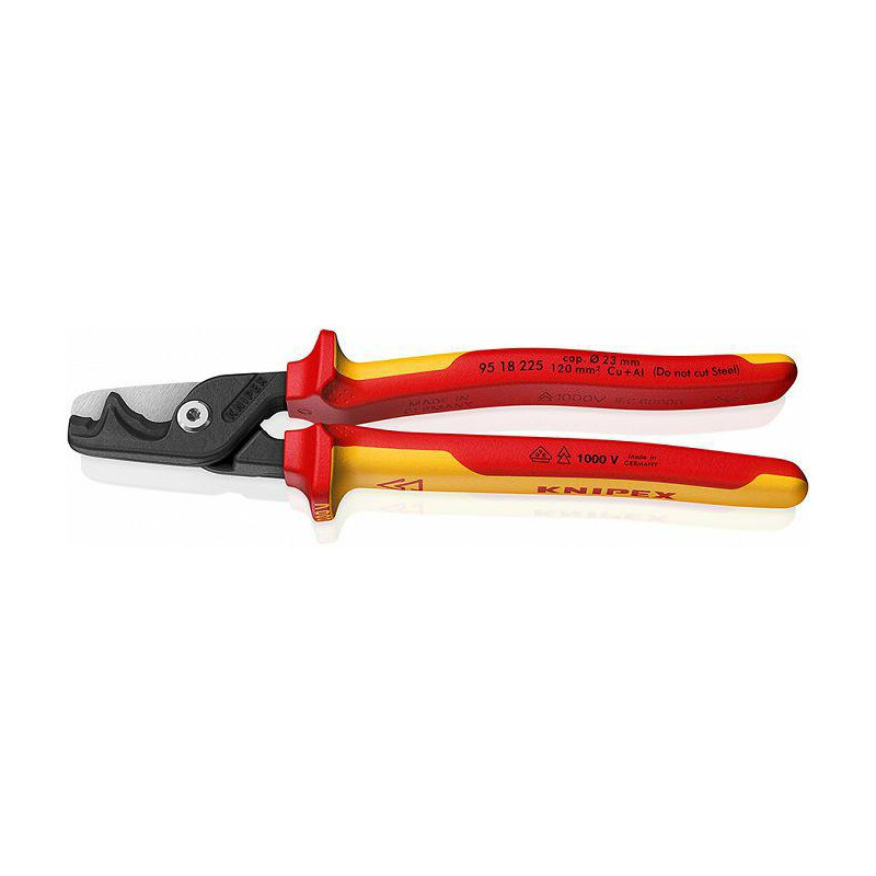 9518225 KNIPEX "StepCut XL" VDE kabelių kirpimo žirklės 225 mm