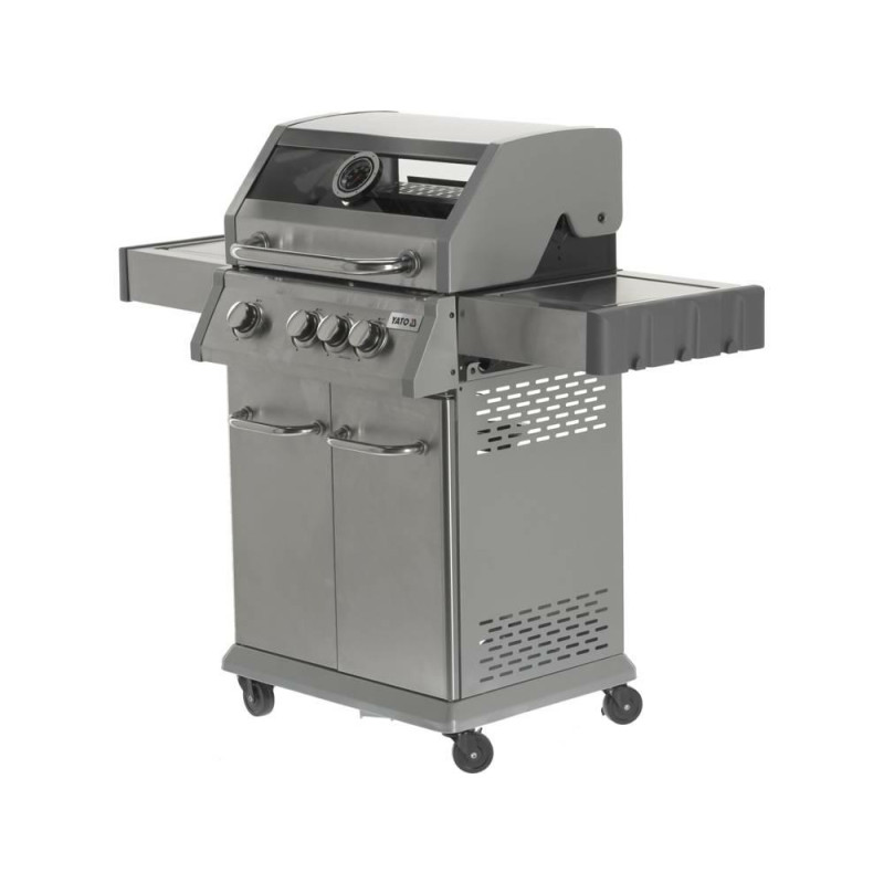 YG-20015 YG.GAS GRILIS 3+1 NERŪDIJANTIS PLIENAS 11,5KW / STIKLAS