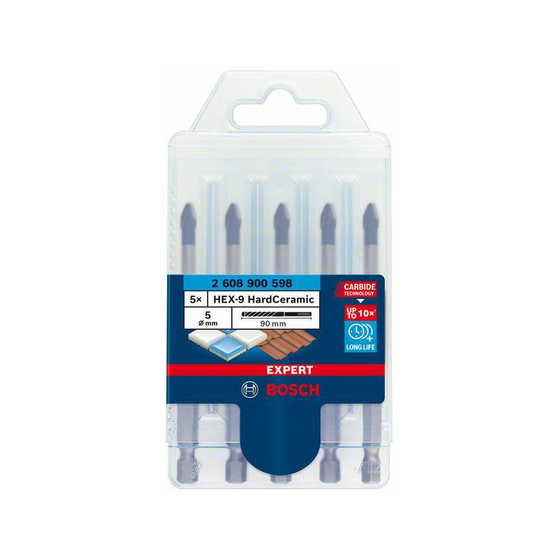 2608900598 BOSCH HEX-9 HARD CERAMIC DRILL HANDLE SET 5vnt. (5x5mm) EXPERT