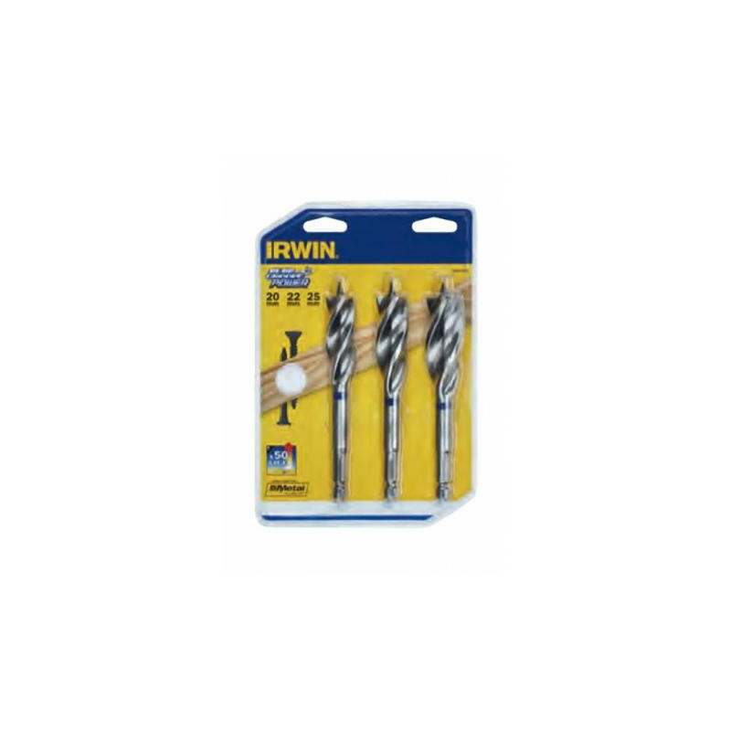 10507764 IRWIN WOOD DRILLS KPL.3vnt.... Mėlynos spalvos gremžtukas 20, 22, 25 mm