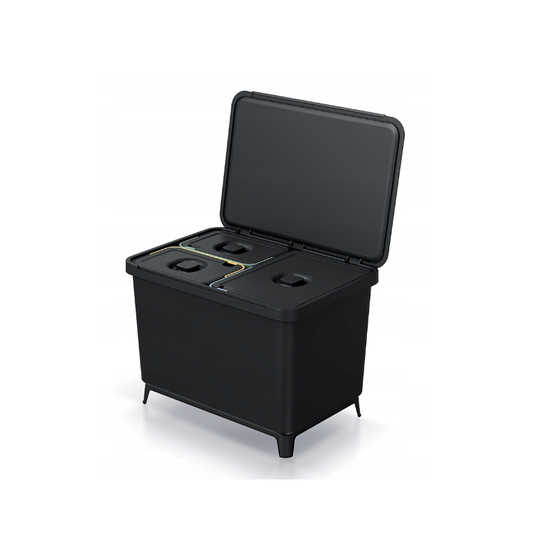 NKS60W3-S411 KEDEN šiukšlių dėžė SYSTEMA 23L + 2x10L - BLACK RECYCLING