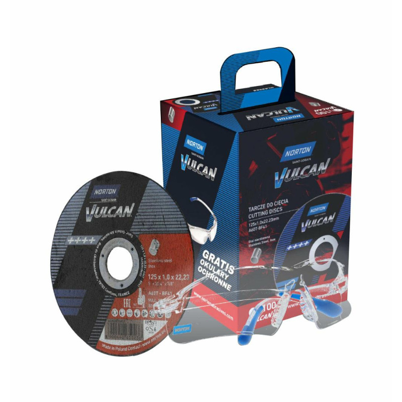 66252850334 NORTON TARCZA.VULCAN 125 x 1,0 /100vnt. INOX + AKINIAI NEMOKAMAI