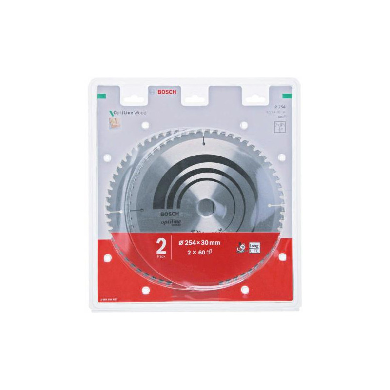 2608644657 BOSCH DWUPAK pjūklas 254x30x60z OPTI.WOOD x2.0/1.4%%%