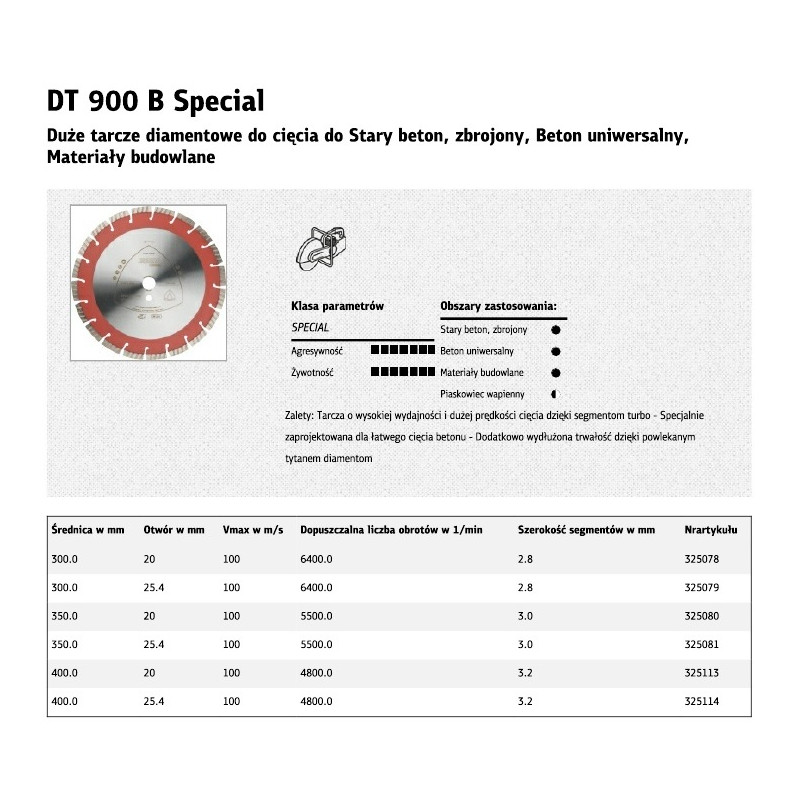 325081 K.DIAM.SEG.disc.350x3.0x25.4mm DT900B