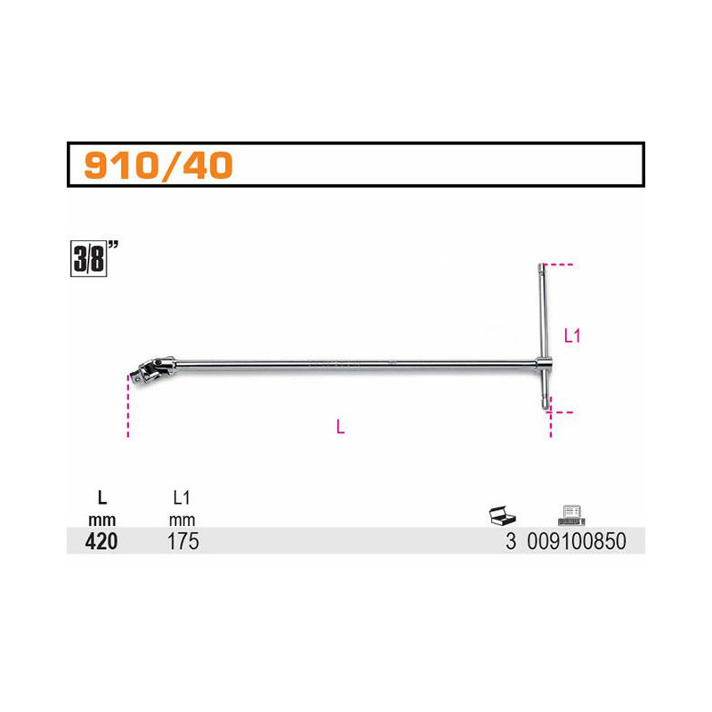 910-40 BETA T-RANKENĖLĖ 3/8" 420 mm...