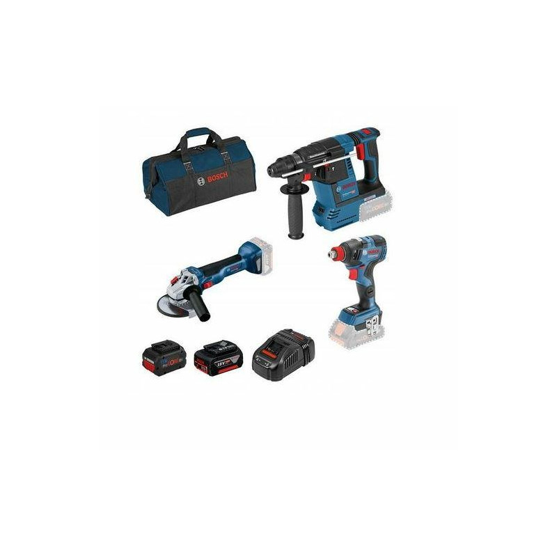 0615990M9F BOSCH.KIT 18V GBH 18V-26 + GDX 18V-200 C + GWS 18V-10 1x8.0Ah PC 1x5.0Ah TORBA ...