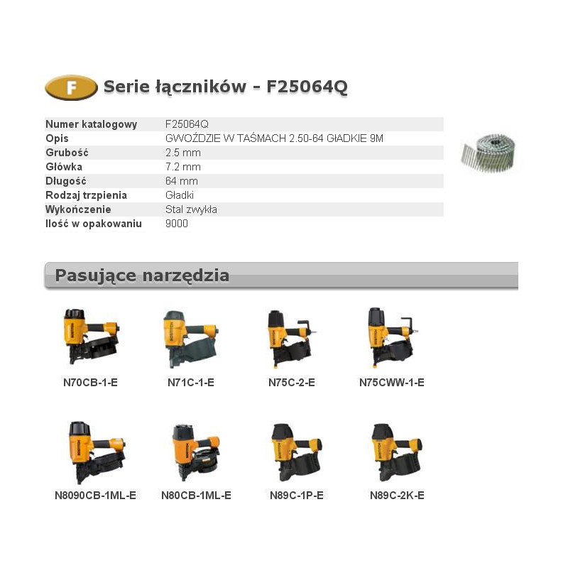 F25064Q BOSTITCH NAILS F 2.50-64 P Q 9m...
