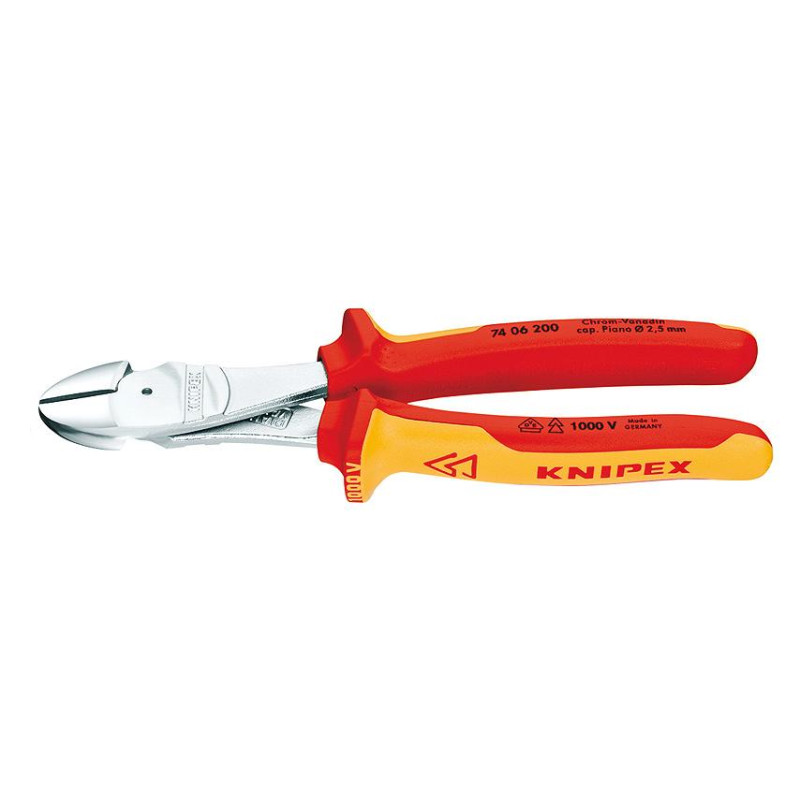 7406200 KNIPEX INSOL. šoninės replės 200 mm 4,2 mm.