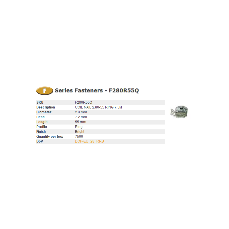 F280R55Q BOSTITCH NAILS F 2.80-55 R Q 7,5 m...