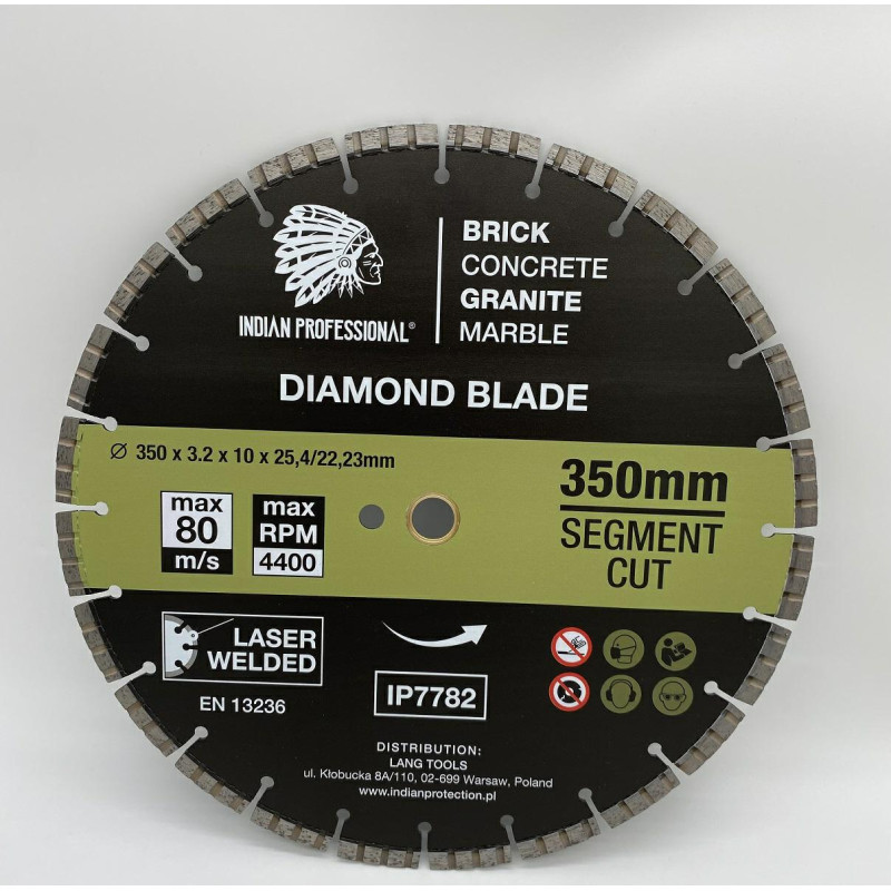 IP7782 DIAMOND TAR 350 mm SEGMENTAS TURBO CUT INDIAN PROFESSIONAL